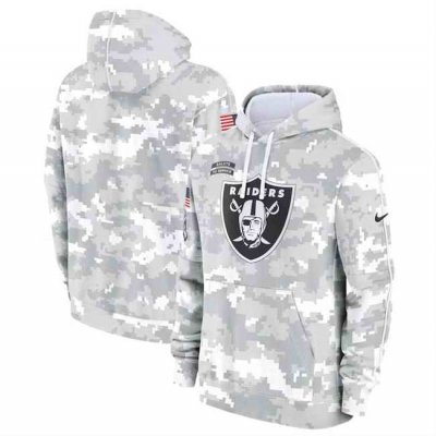 Youth Las Vegas Raiders 2024 White/Gray Salute To Service Pullover Hoodie