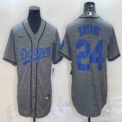 Men's Los Angeles Dodgers #24 Kobe Bryant Grey Cool Base Stitched Jersey