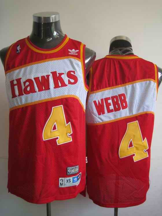 Hawks #4 Spud Webb Red Stitched Throwback NBA Jersey