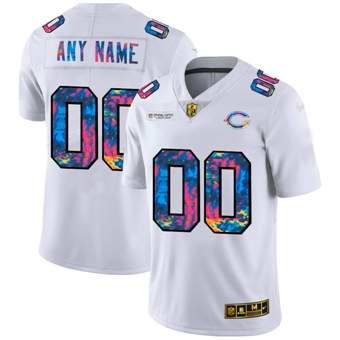 Men's Chicago Bears Customized 2020 White Crucial Catch Limited Stitched Jersey