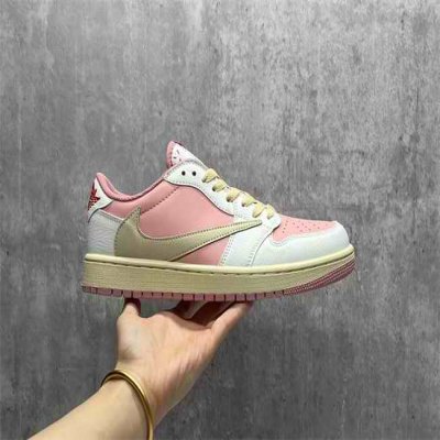 Men's Running Weapon Travis Scott x Air Jordan White/Pink Shoes 0629