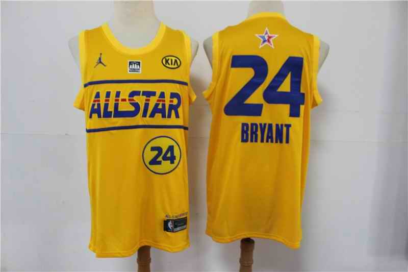 Men's 2021 All-Star Lakers #24 Kobe Bryant Yellow Western Conference Stitched NBA Jersey