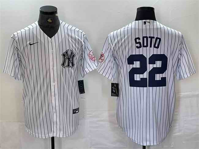 Men's New York Yankees #22 Juan Soto White Cool Base Stitched Baseball Jersey