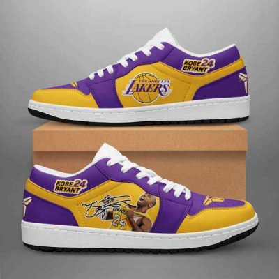 Women's Los Angeles Lakers Low Top Leather Sneakers 001