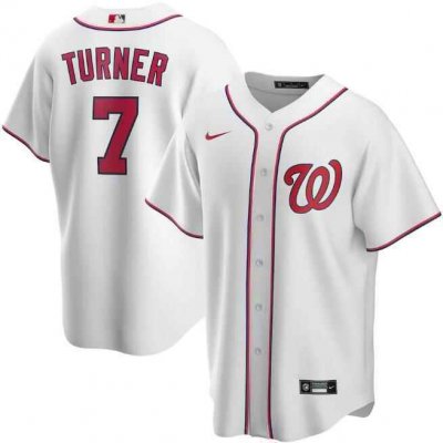 Men's Washington Nationals #7 Trea Turner White Cool Base Stitched Jersey