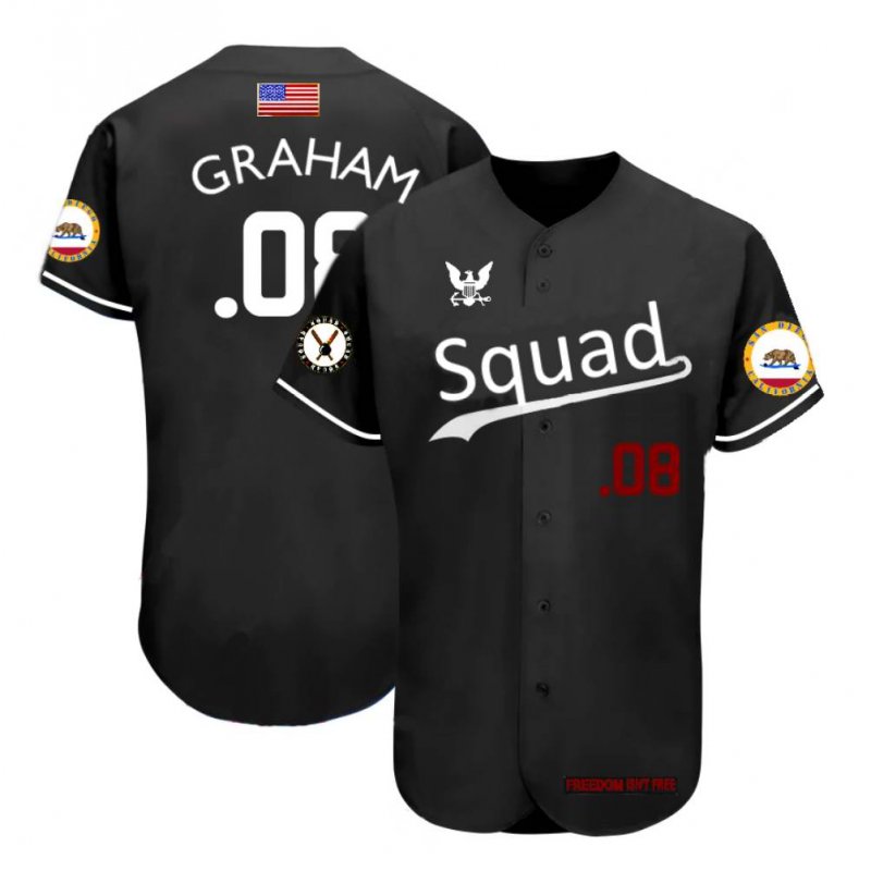 Men's Squad Customized Black Stitched Jersey 001