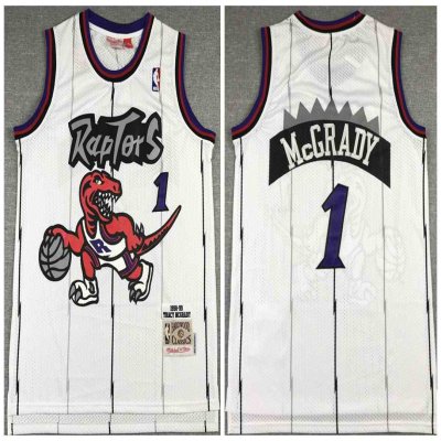 Men's Toronto Raptors #1 Tracy Mcgrady White Throwback Stitched Jersey