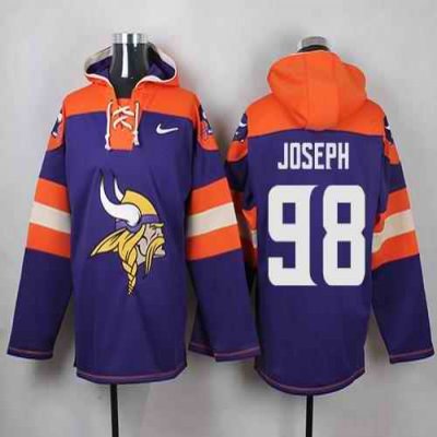 Nike Vikings #98 Linval Joseph Purple Player Pullover NFL Hoodie