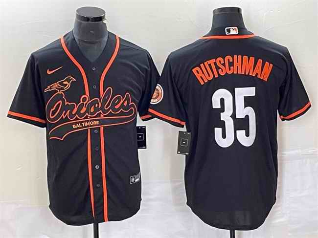 Men's Baltimore Orioles #35 Adley Rutschman Black City Connect Cool Base Stitched Baseball Jersey