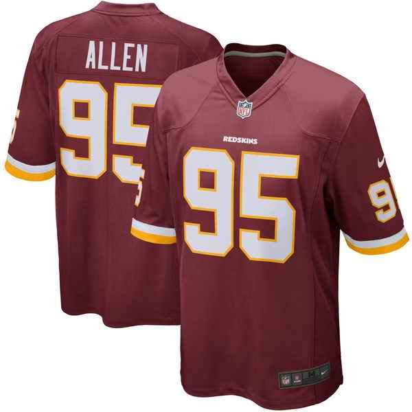 Men's Washington Redskins #95 Jonathan Allen Customized Nike Burgundy 2017 Draft Pick Game Jersey