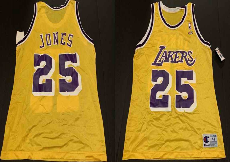 Men's Los Angeles Lakers #25 Eddie Jones Gold Stitched Jersey