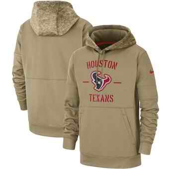 Men's Houston Texans Tan 2019 Salute to Service Sideline Therma Pullover Hoodie