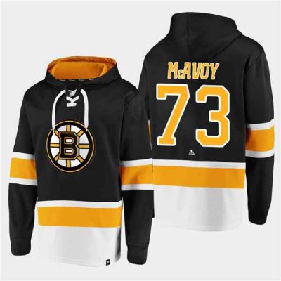 Men's Boston Bruins #73 Charlie McAvoy  Black All Stitched Sweatshirt Hoodie