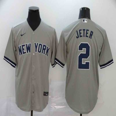 Men's New York Yankees #2 Derek Jeter 2020 Grey Cool Base Stitched MLB Jersey