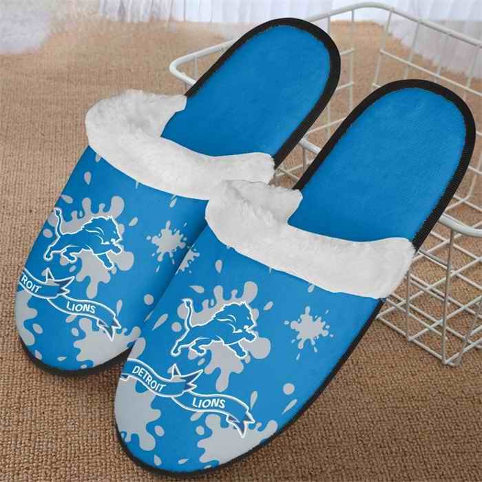 Men's Detroit Lions Team Logo Staycation Slippers/Shoes(Pls check description for details) 001