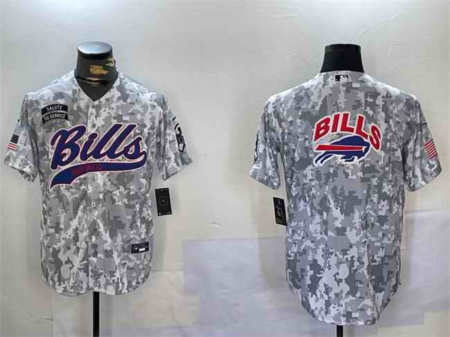 Men's Buffalo Bills Team Big Logo 2024 Arctic Camo Salute to Service Stitched Baseball Jersey