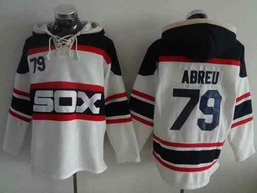 White Sox #79 Jose Abreu White Sawyer Hooded Sweatshirt Alternate Home MLB Hoodie