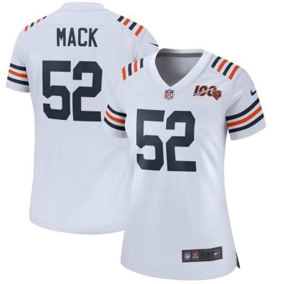 Women's Chicago Bears #52 Khalil Mack White 2019 100th Season Limited Stitched NFL Jersey