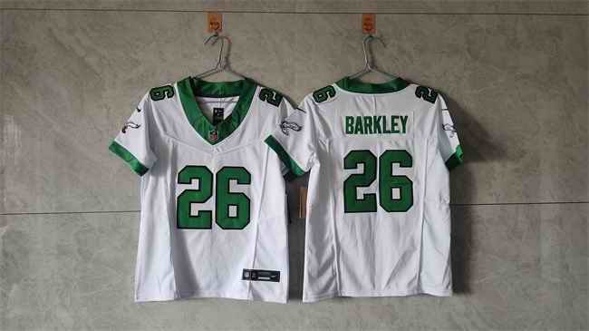 Youth Philadelphia Eagles #26 Saquon Barkley White/Green 2023 F.U.S.E Vapor Untouchable Limited Stitched Football Jersey