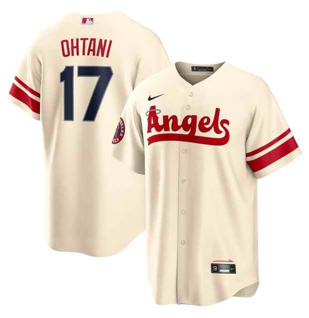 Men's Los Angeles Angels #17 Shohei Ohtani 2022 Cream City Connect Cool Base Stitched Jersey