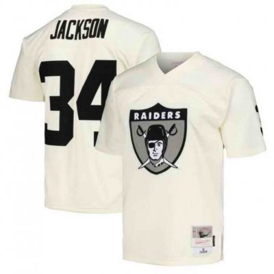 Men's Las Vegas Raiders Customized Cream Mitchell & Ness Stitched Jersey