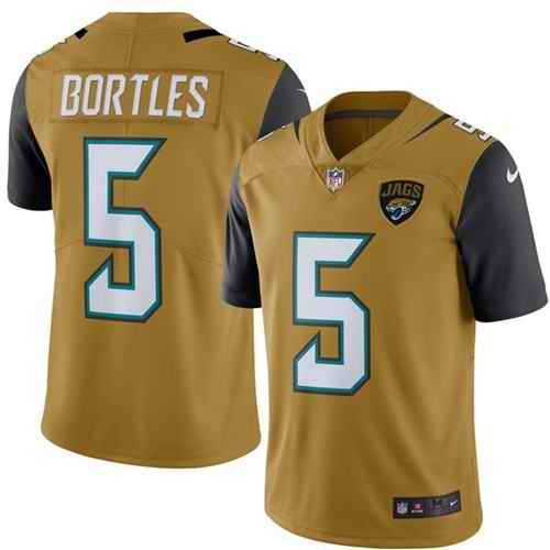 Nike Jaguars #5 Blake Bortles Gold Men's Stitched NFL Limited Rush Jersey