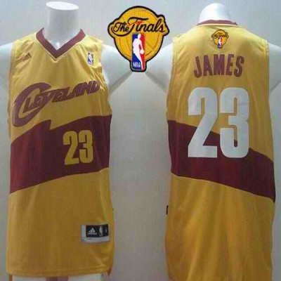 New Revolution 30 Cavaliers #23 LeBron James Yellow The Finals Patch Stitched NBA Jersey