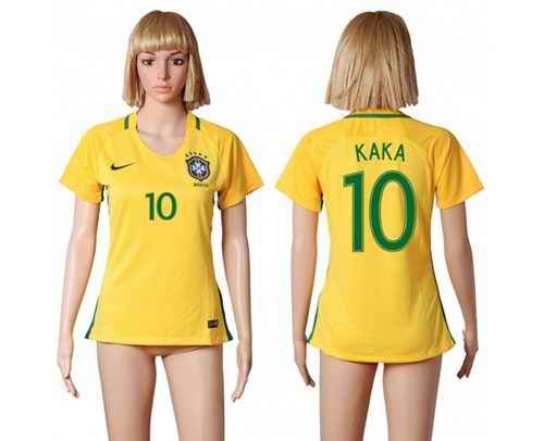 Women's Brazil #10 Kaka Home Soccer Country Jersey