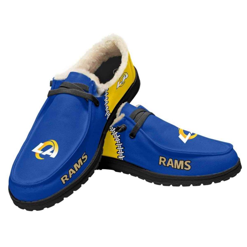 Men's Los Angeles Rams Loafers Lace Up Fuzzy Lined Shoes 001 (Pls check description for details)