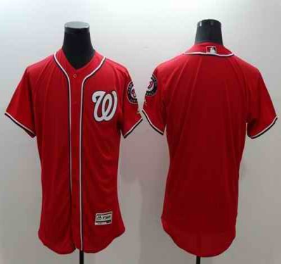 Nationals Blank Red Flexbase Authentic Collection Stitched MLB Jersey