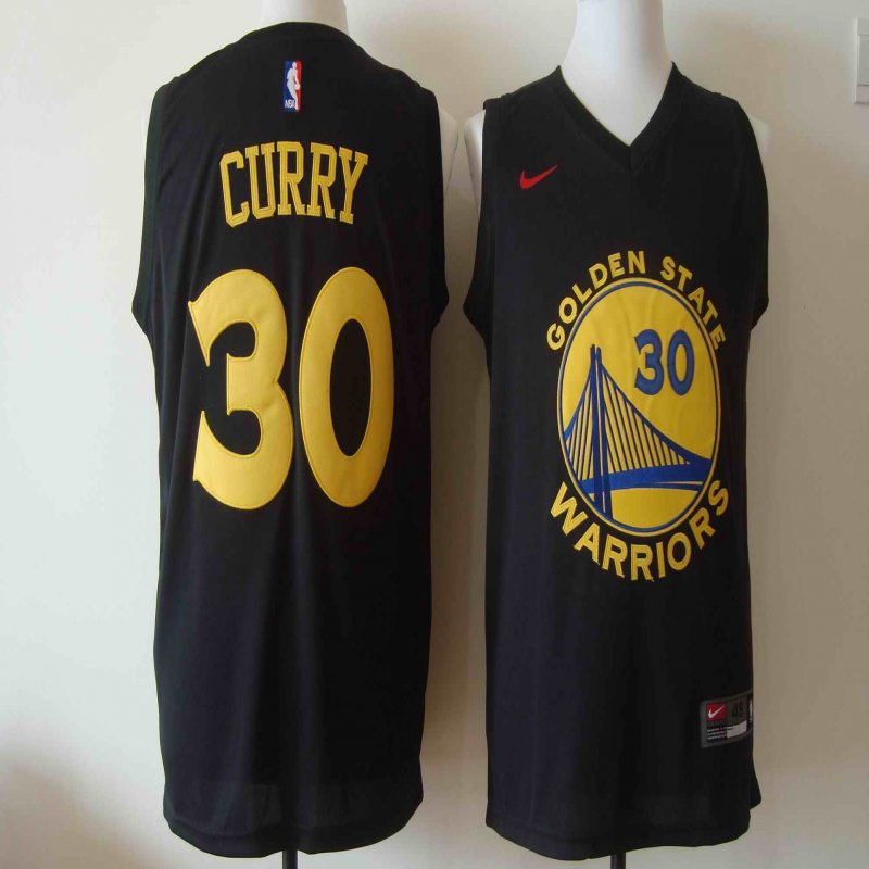 Men's Nike Golden State Warriors #30 Stephen Curry Black 2017-18 New Season Stitched NBA Jersey