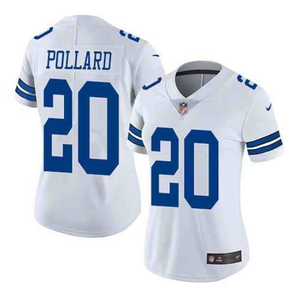 Women's Dallas Cowboys #20 Tony Pollard White Vapor Untouchable Limited Stitched Football Jersey(Run Small'