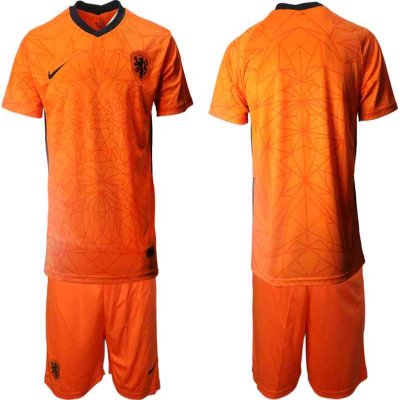 Men's Netherlands National Team Custom Orange Home  Soccer Jersey Suit