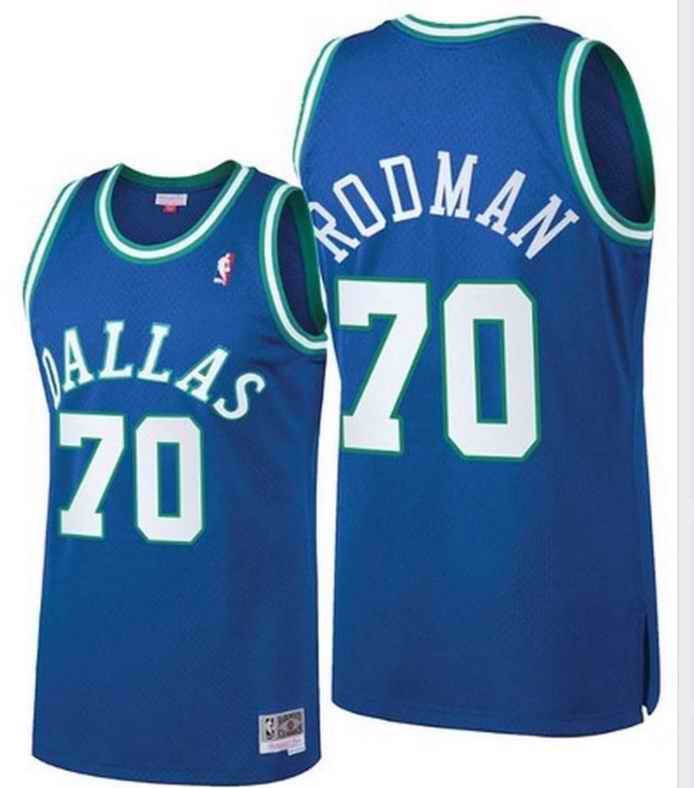 Men's Dallas Mavericks #70 Dennis Rodman Blue Throwback Stitched Jersey