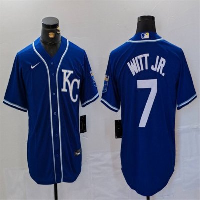 Men's Kansas City Royals #7 Bobby Witt Jr. Royal Cool Base Stitched Baseball Jersey