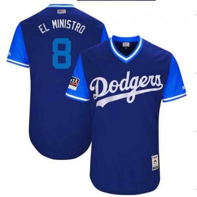 Men's Los Angeles Dodgers #8 Manny Machado El Ministro Majestic Royal Players Weekend Authentic Stitched MLB Jersey