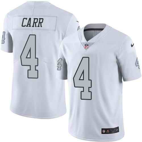 Nike Raiders #4 Derek Carr White Youth Stitched NFL Limited Rush Jersey