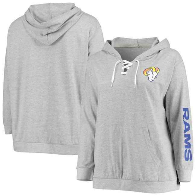 Women's Los Angeles Rams Heathered Gray  Lace-Up Pullover Hoodie