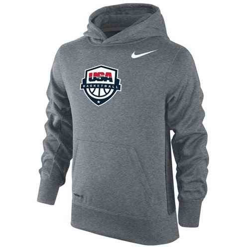 Youth Team USA Nike Basketball KO Performance Hoodie Gray