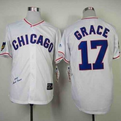 Mitchell And Ness 1968 Cubs #17 Mark Grace White Throwback Stitched MLB Jersey