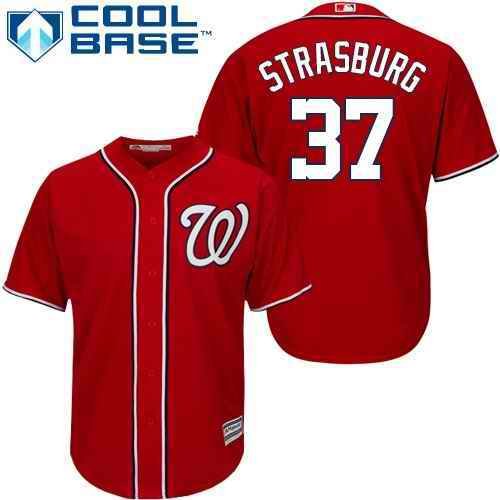 Men's Washington Nationals #37 Stephen Strasburg Red Cool Base Stitched MLB Jersey