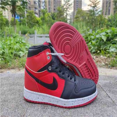 Men's Running Weapon Air Jordan 1 High Top Black/Red Shoes 489