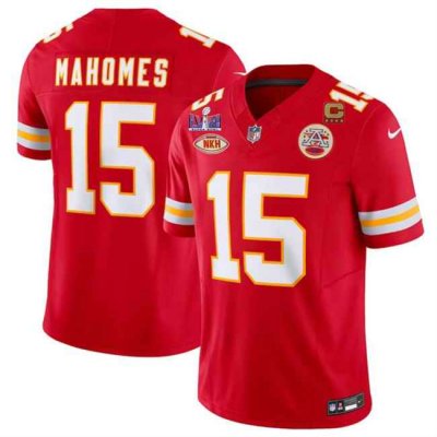 Men's Kansas City Chiefs #15 Patrick Mahomes Red F.U.S.E. With "NKH" Patch And Super Bowl LVIII Patch 4-Star C Patch Vapor Untouchable Limited Stitched Football Jersey