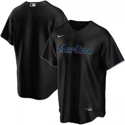 Men's Miami Marlins Blank Black Cool Base Stitched Jersey