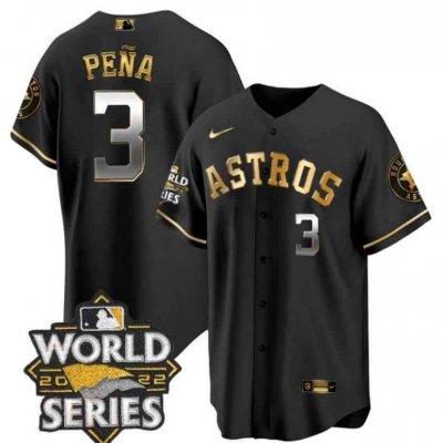 Men's Houston Astros Active Player Custom Black Gold 2022 World Series Stitched Baseball Jersey