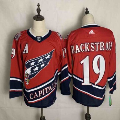 Men's Washington Capitals #19 Nicklas Backstrom 2021 Red Reverse Retro Stitched Jersey