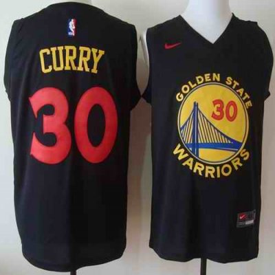 Warriors #30 Stephen Curry Black New Fashion Stitched NBA Jersey