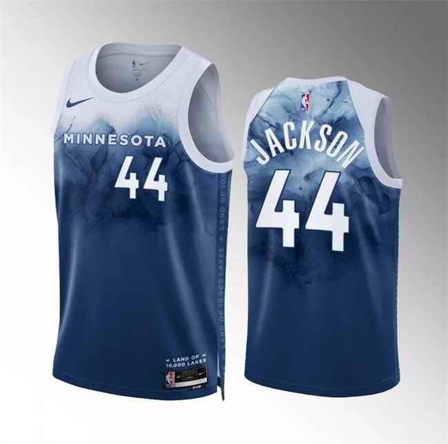 Men's Minnesota Timberwolves #44 Justin Jackson Blue 2023/24 City Edition Stitched Jersey