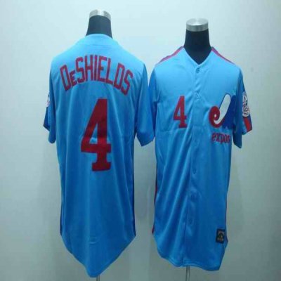 Mitchell and Ness Expos #4 Delino Deshields Blue Stitched Throwback MLB Jersey