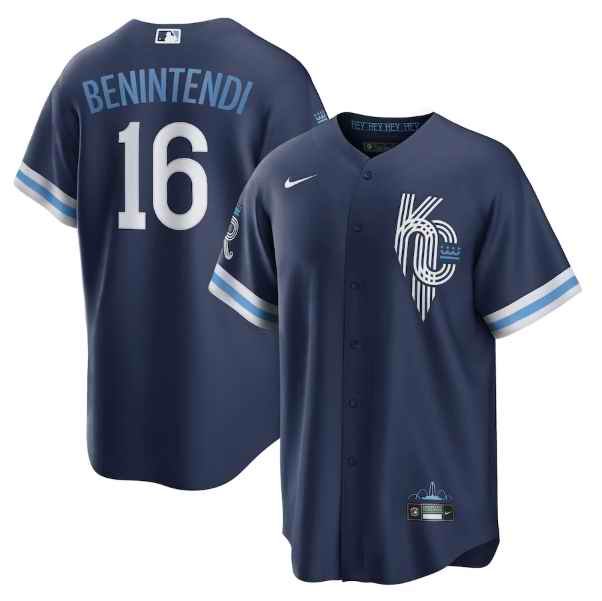 Men's Kansas City Royals #16 Andrew Benintendi 2022 Navy City Connect Cool Base Stitched Jersey